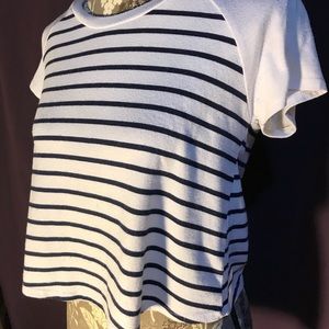 Navy and white stripe crop top